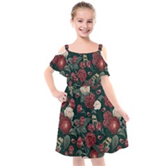 Magic Of Roses Kids  Cut Out Shoulders Chiffon Dress