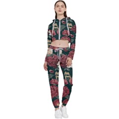 Magic Of Roses Cropped Zip Up Lounge Set by HWDesign