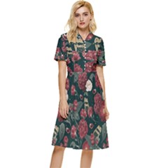 Magic Of Roses Button Top Knee Length Dress by HWDesign