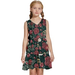 Magic Of Roses Kids  Sleeveless Tiered Mini Dress