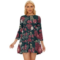 Magic Of Roses Long Sleeve Babydoll Dress