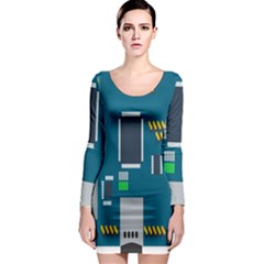 Amphisbaena Two Platform Dtn Node Vector File Long Sleeve Bodycon Dress by Sapixe