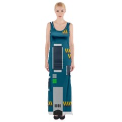 Amphisbaena Two Platform Dtn Node Vector File Thigh Split Maxi Dress by Sapixe