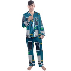 Amphisbaena Two Platform Dtn Node Vector File Men s Long Sleeve Satin Pajamas Set by Sapixe