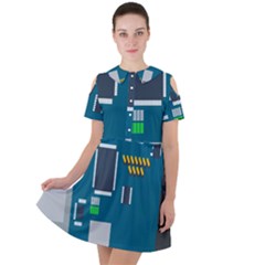 Amphisbaena Two Platform Dtn Node Vector File Short Sleeve Shoulder Cut Out Dress  by Sapixe