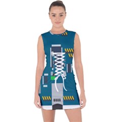 Amphisbaena Two Platform Dtn Node Vector File Lace Up Front Bodycon Dress by Sapixe