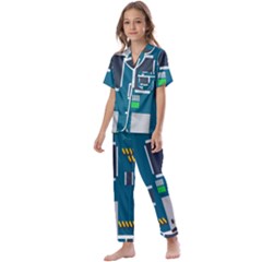 Amphisbaena Two Platform Dtn Node Vector File Kids  Satin Short Sleeve Pajamas Set by Sapixe