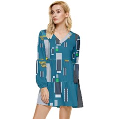 Amphisbaena Two Platform Dtn Node Vector File Tiered Long Sleeve Mini Dress by Sapixe