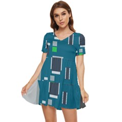 Amphisbaena Two Platform Dtn Node Vector File Tiered Short Sleeve Babydoll Dress by Sapixe