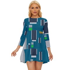 Amphisbaena Two Platform Dtn Node Vector File Long Sleeve Babydoll Dress by Sapixe