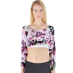 Watercolour-cherry-blossoms Long Sleeve Crop Top