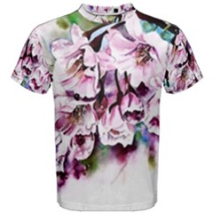 Watercolour-cherry-blossoms Men s Cotton Tee by Jancukart