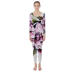 Watercolour-cherry-blossoms Long Sleeve Catsuit