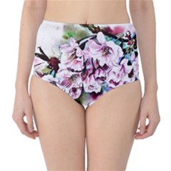 Watercolour-cherry-blossoms Classic High-waist Bikini Bottoms by Jancukart