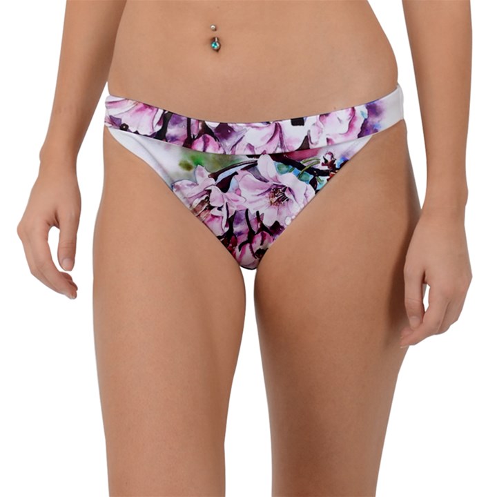 Watercolour-cherry-blossoms Band Bikini Bottom