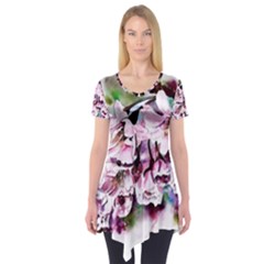 Watercolour-cherry-blossoms Short Sleeve Tunic 