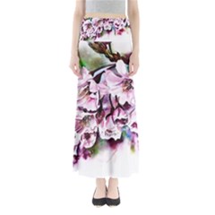 Watercolour-cherry-blossoms Full Length Maxi Skirt