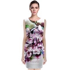 Watercolour-cherry-blossoms Classic Sleeveless Midi Dress