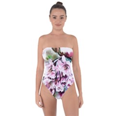 Watercolour-cherry-blossoms Tie Back One Piece Swimsuit