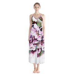 Watercolour-cherry-blossoms Button Up Chiffon Maxi Dress