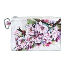 Watercolour-cherry-blossoms Canvas Cosmetic Bag (large)