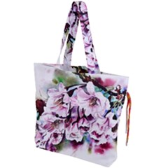 Watercolour-cherry-blossoms Drawstring Tote Bag by Jancukart