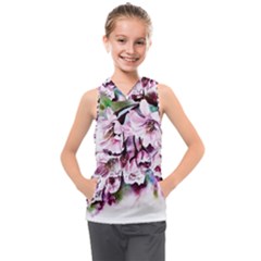 Watercolour-cherry-blossoms Kids  Sleeveless Hoodie