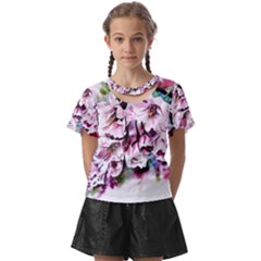 Watercolour-cherry-blossoms Kids  Front Cut Tee