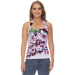 Watercolour-cherry-blossoms Basic Halter Top