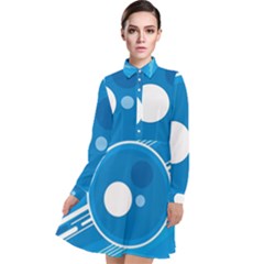 Background-blue-modern-creative Long Sleeve Chiffon Shirt Dress