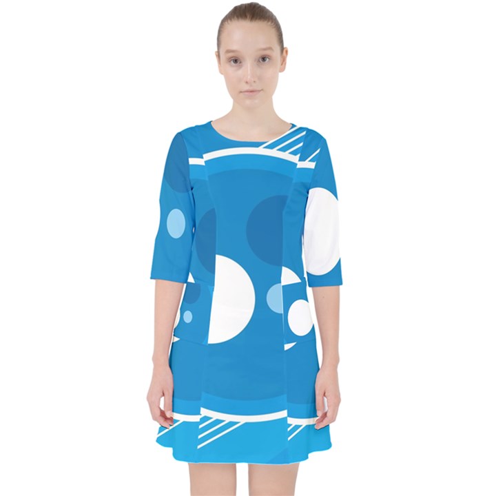 Background-blue-modern-creative Quarter Sleeve Pocket Dress