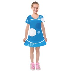 Background-blue-modern-creative Kids  Short Sleeve Velvet Dress