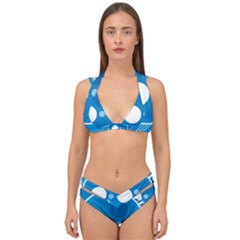 Background-blue-modern-creative Double Strap Halter Bikini Set