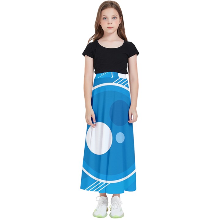 Background-blue-modern-creative Kids  Flared Maxi Skirt