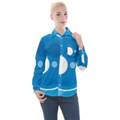 Background-blue-modern-creative Women s Long Sleeve Pocket Shirt