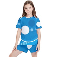 Background-blue-modern-creative Kids  Tee And Sports Shorts Set