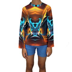 Duck-crazy-duck-abstract Kids  Long Sleeve Swimwear