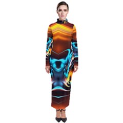 Duck-crazy-duck-abstract Turtleneck Maxi Dress