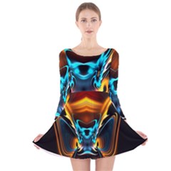 Duck-crazy-duck-abstract Long Sleeve Velvet Skater Dress