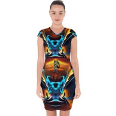 Duck-crazy-duck-abstract Capsleeve Drawstring Dress 