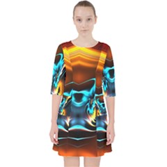 Duck-crazy-duck-abstract Quarter Sleeve Pocket Dress