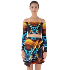 Duck-crazy-duck-abstract Off Shoulder Top With Skirt Set