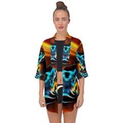 Duck-crazy-duck-abstract Open Front Chiffon Kimono