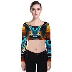 Duck-crazy-duck-abstract Velvet Long Sleeve Crop Top