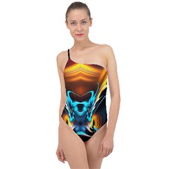 Duck-crazy-duck-abstract Classic One Shoulder Swimsuit