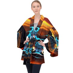 Duck-crazy-duck-abstract Long Sleeve Velvet Kimono 