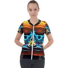 Duck-crazy-duck-abstract Short Sleeve Zip Up Jacket