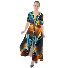 Duck-crazy-duck-abstract Waist Tie Boho Maxi Dress