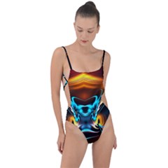 Duck-crazy-duck-abstract Tie Strap One Piece Swimsuit by Jancukart