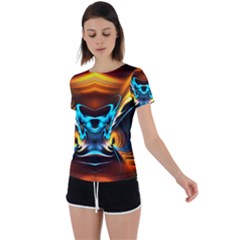 Duck-crazy-duck-abstract Back Circle Cutout Sports Tee